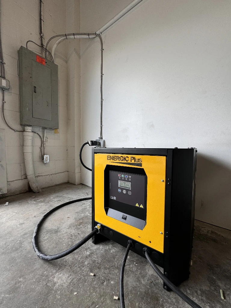 Commercial forklift charger installation